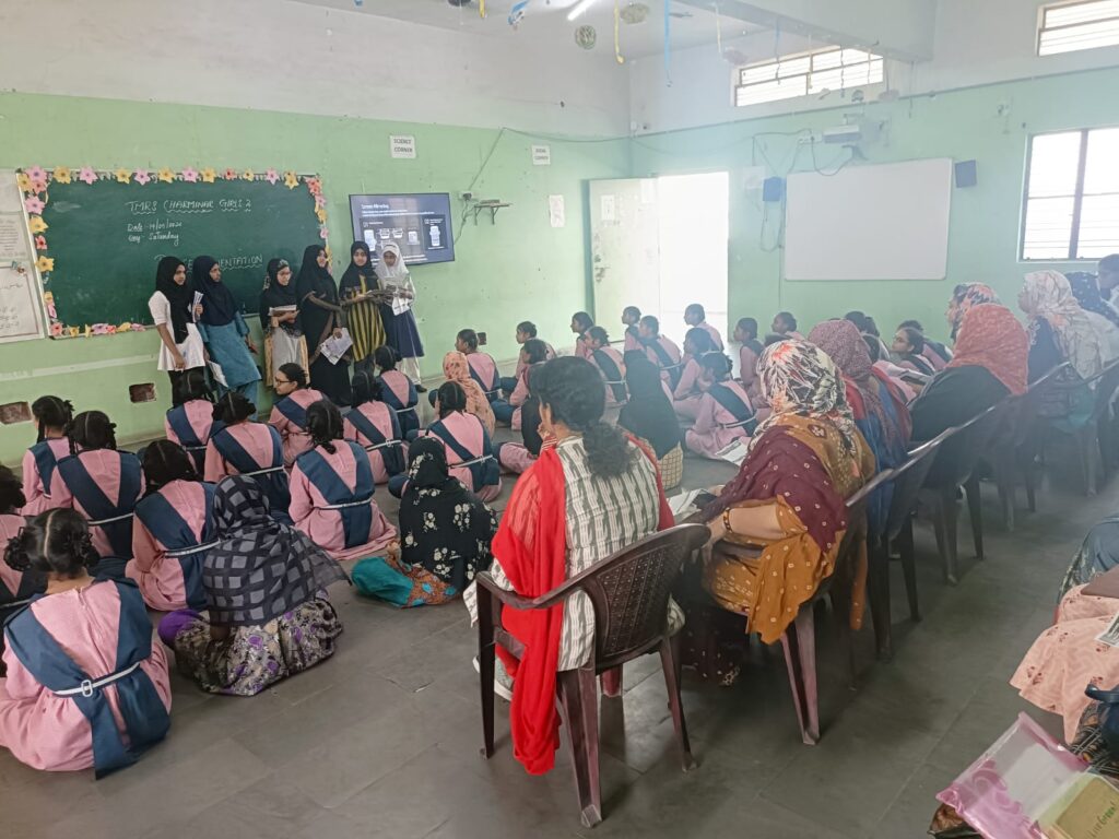 Student Activists giving orientation to Teachers and Students of a School in using GHMC App